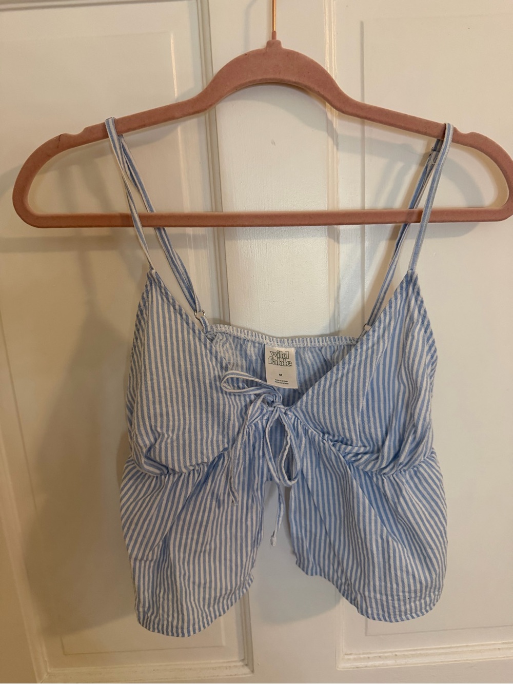 Wild Fable Blue and White Striped Tie-Front Camisole Size Medium